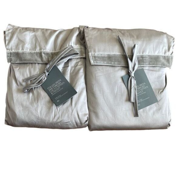 Restoration Hardware Italian 1000 Threadcount Sateen & Velvet Euro Sham Pair NEW